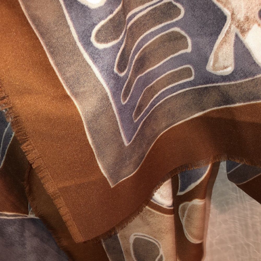Art of the Scarf - Tie Rack Brown Shades Large Square Lightweight Scarf Wrap - Picture 6 of 8